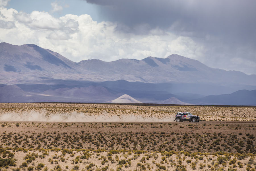 Nasser Al-Attiyah races during stage 10 of Rally Dakar 2015 from Calama,Chili to Cachi Salta, Argentina on January 14th, 2015