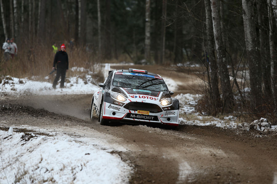 01 KAJETANOWICZ KAJETAN POL JarosLaw Baran POL Ford Fiesta Lotos Rally Team Action during the 2015 European Rally Championship ERC Liepaja rally, from February 6 to 8th, at Liepaja, Lettonie. Photo Gregory Lenormand / DPPI