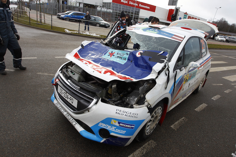 29 GAGO DIOGO POR Jorge Carvalho POR Peugeot 208 Peugeot Rally Academy Action during the 2015 European Rally Championship ERC Liepaja rally, from February 6 to 8th, at Liepaja, Lettonie. Photo Gregory Lenormand / DPPI