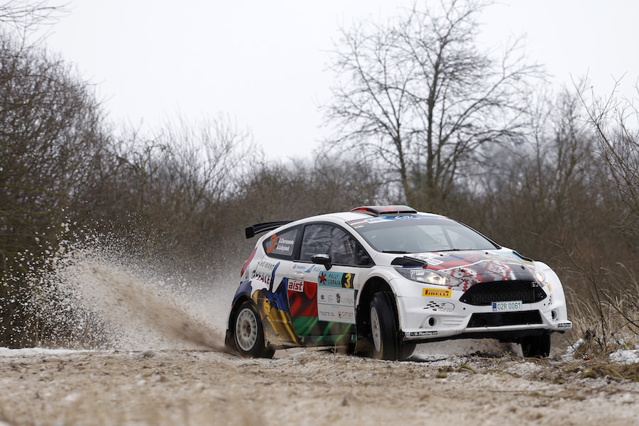 03 ALEXEY LUKYANUK BLR Chervonenko Yevhen BLR Ford Fiesta Chervonenko Racing Action during the 2015 European Rally Championship ERC Liepaja rally, from February 6 to 8th, at Liepaja, Lettonie. Photo François Flamand / DPPI