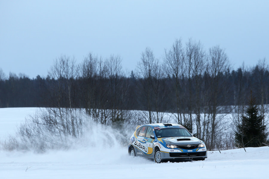 19 BUTVILAS DOMINYKAS LTU Kamil Heller POL Subaru Impreza STI Subaru Poland Rally Team Action during the 2015 European Rally Championship ERC Liepaja rally, from February 6 to 8th, at Liepaja, Lettonie. Photo Gregory Lenormand / DPPI