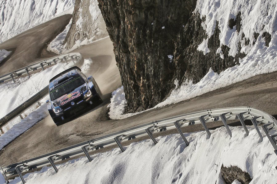 Sebastien Ogier performs during the FIA World Rally Championship 2015 in Monte Carlo, Monaco on January 24th, 2015 // @World / Red Bull Content Pool // P-20150125-00218 // Usage for editorial use only // Please go to www.redbullcontentpool.com for further information. //