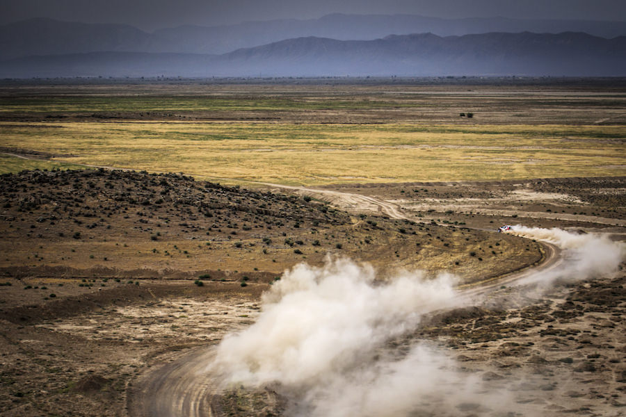 Nasser Al Attiyah and his co - driver Matthieu Baumel at the Shiraz Rally, Shiraz on May 7th. 2015