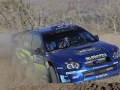 Subaru driver Petter Solberg in action in his Impreza WRC05, during pre-event shakedown, Rally Mexico 2005.