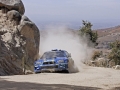Subaru driver Petter Solberg in action in his Impreza WRC05 on special stage 8, during leg two Rally Mexico 2005.