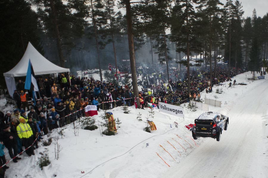 Ott Tanak performs during the FIA World Rally Championship 2015 in Hagfors, Sweden on February 14, 2015 // Jaanus Ree/Red Bull Content Pool // P-20150214-00383 // Usage for editorial use only // Please go to www.redbullcontentpool.com for further information. //