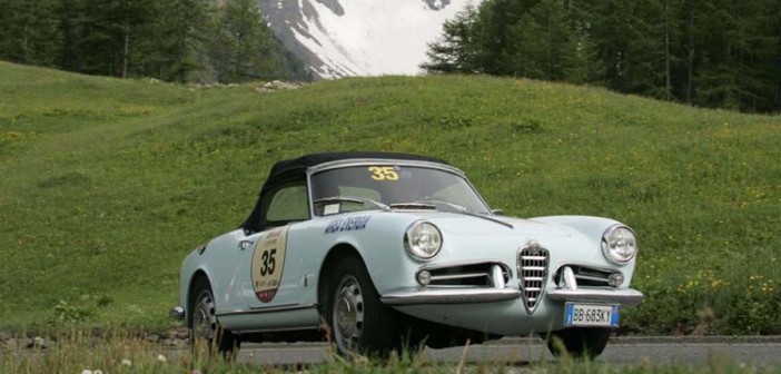 L'Alfa Romeo del vincitore sui passi Alpini