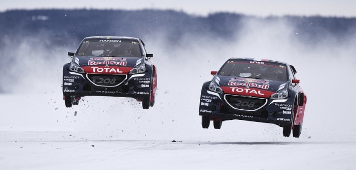 Le Peugeot 208 WRX  di Loeb e Hansen in azione sui ghiacci Svedesi di Are.