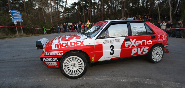 La Lancia Delta di Pedro sulle strade amiche di Sanremo.