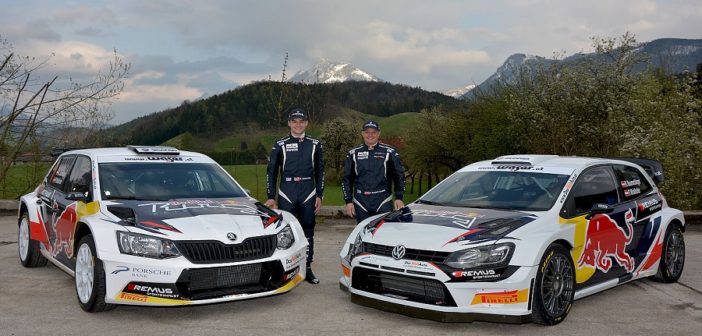 Le due vetture del gruppo Vw R5 e WRC faccia a faccia chez Baumschlager.