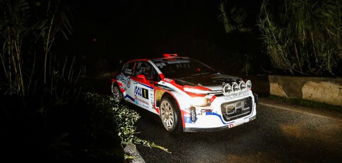 La Citroen C3 R5 di Bonato nella notte del venerdì.