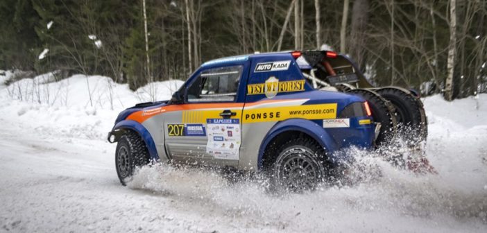 La Mitsu del Finlandese Lauronen sulle piste ghiacciate del Baja Russia.
