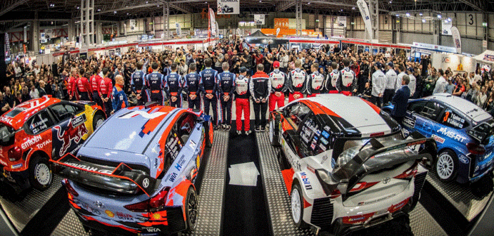 La presentazione del WRC da uno dei tanti palchi del salone di Birmingham.