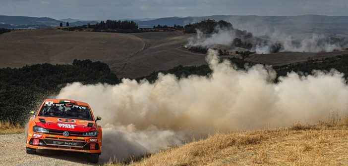 Campedelli in azione su una delle iconiche speciali del Valtiberina 2021