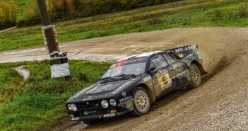 Alberto Battistolli sulla Lancia Rally 037 vincitore delle prime due edizioni storiche.