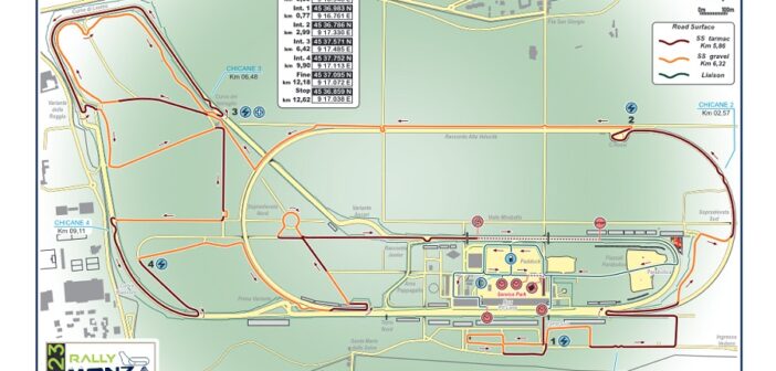 La mappa della prova Roggia con la specifica delle parti sterrate e asfaltate