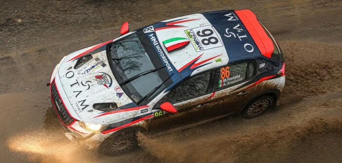 Matteo Fontana in azione al rally ACI Monza