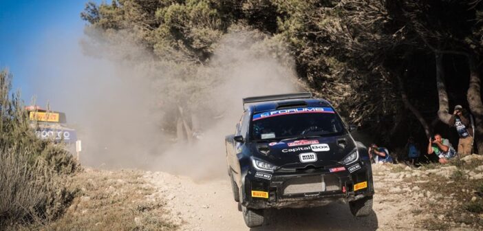 Pajari in azione sulla Yaris Rally2 sulla terra di Sardegna